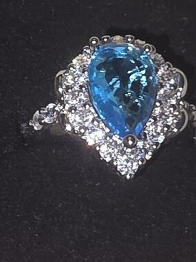 Sterling Silver Blue Accent Filigree Women's Ring